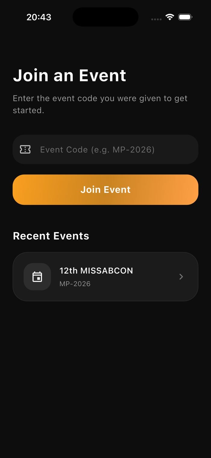 ConfHive app join event screen for MISSABCON 2026