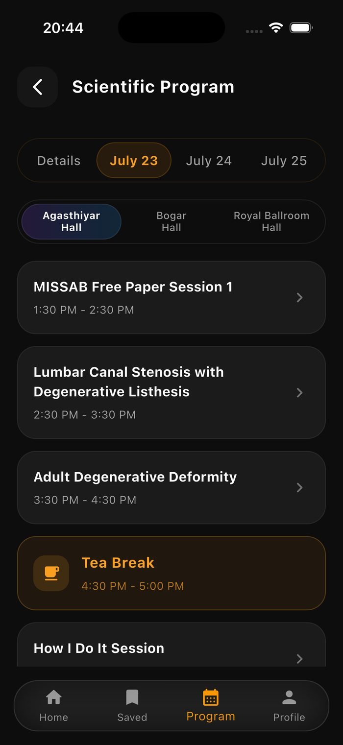 ConfHive app scientific program schedule for MISSABCON 2026